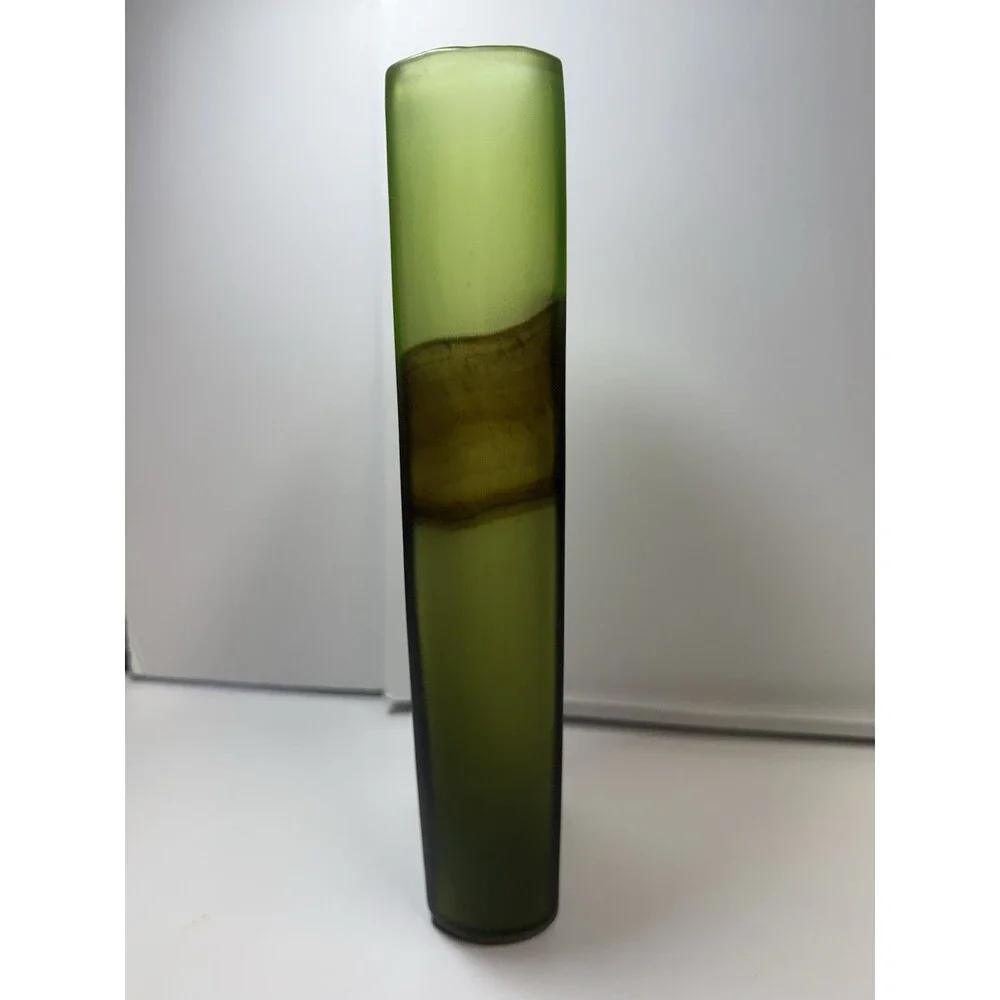 Casa Christina Green Frosted Brown Marble Glass Vase